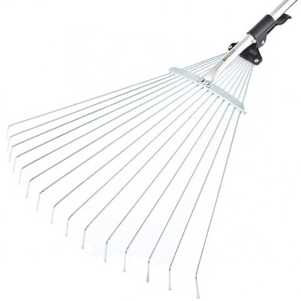 Грабли веерные 15 зубьев проволочные с черенком и металлическим фиксатором