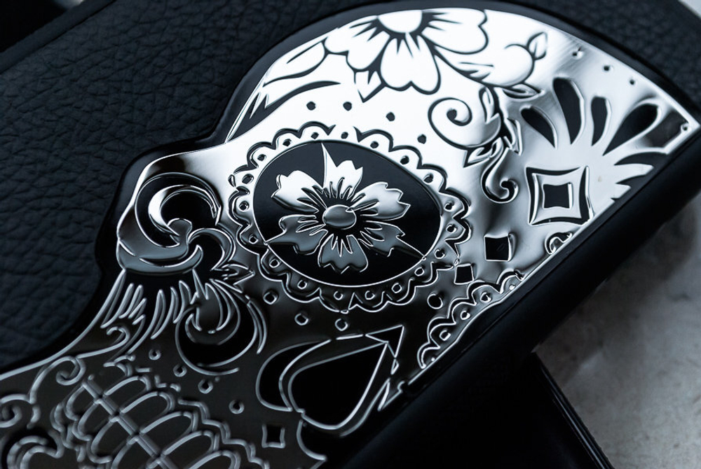 Стильный чехол iphone с черепом Mexican Calavera Euphoria HM Premium - натуральная кожа, металл для iPhone