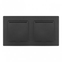 Розетка влагозащищенная с заземлением и со шторкой с крышкой Arte Milano SET06-2 SET06-2-41-1x2 black