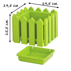 Кашпо "Лардо" квадратное 19,5х19,5х15,5 см. Цвет: Салат. Светлый.