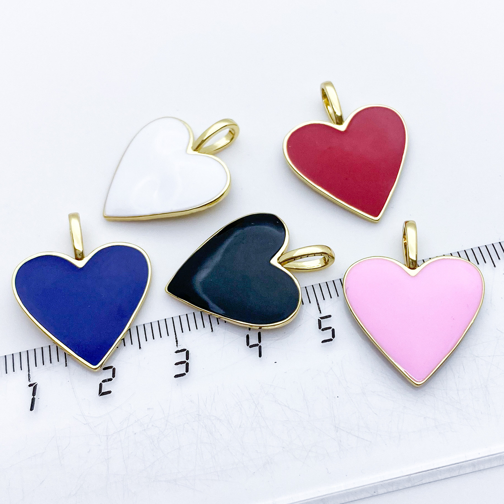 Подвеска Сердце, цвет золото+розовый, размер 24*19 мм, цена за 1 шт