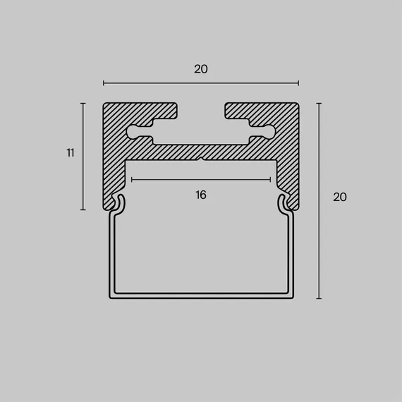 Алюминиевый профиль накладной-подвесной 20x20 (Серебро, 2 м), ALM-2020B-S-2M Led Strip alm-2020b-s-2m