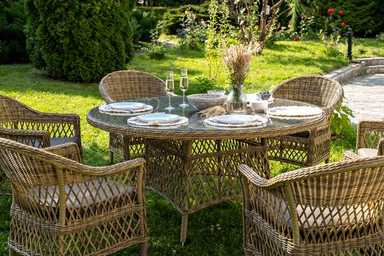 "Эспрессо–150 S" обеденная группа плетеная, цвет соломенный