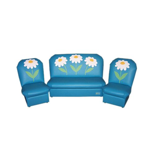 Комплект мягкой игровой мебели «Аппликация» Ромашки голубой