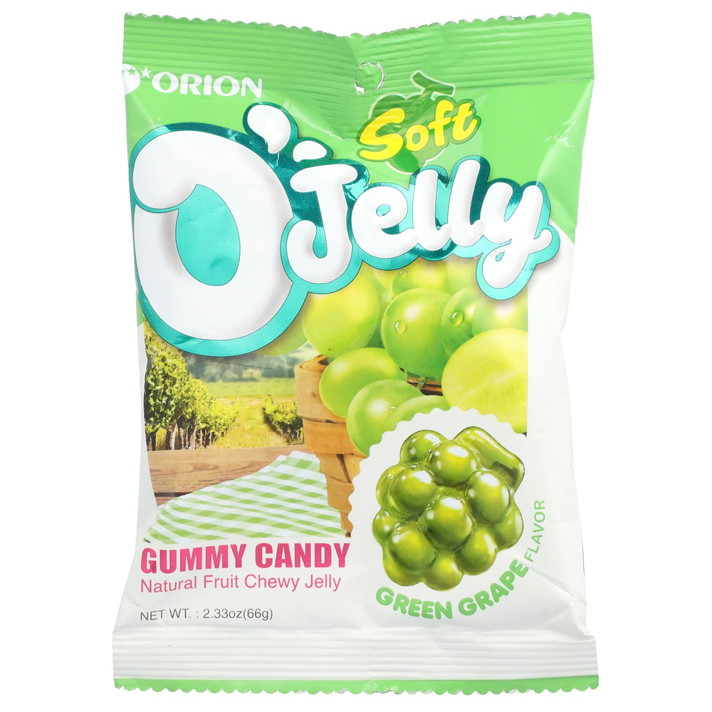Orion, Soft O'Jelly Gummy Candy, зеленый виноград, 66 г (2,33 унции)