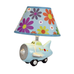 Настольный светильник 1x40Вт E14, керамика/бумага, голубой