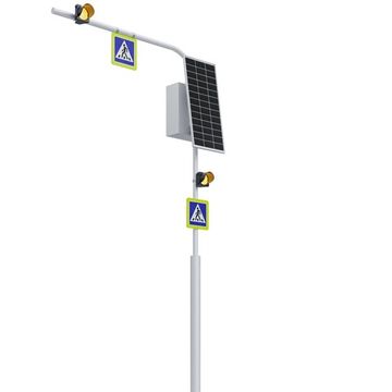 Автономная светофорная сигнализация со знаком на опоре (солнечная панель 200 Вт), фото №975718040