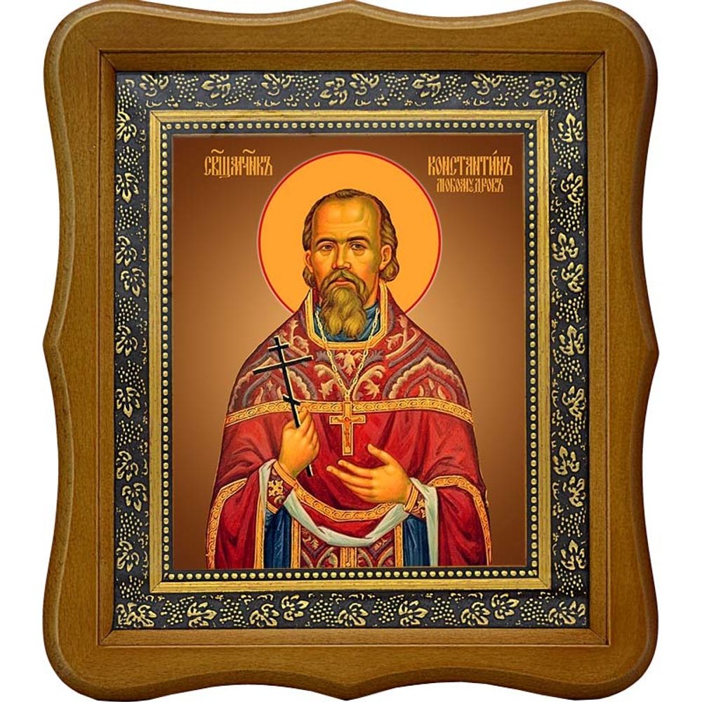 Константин Любомудров, священномученик, пресвитер. Икона на холсте. В киоте 15 х 18 см.