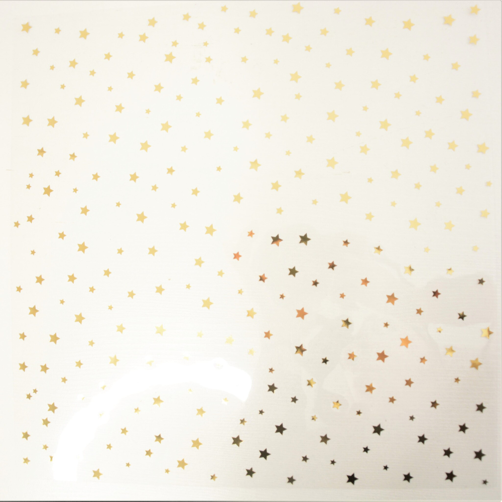 Ацетатный лист с фольгированием Золотые Звезды 30,5х30,5 см