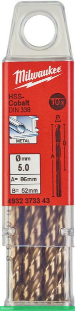 Сверло по металлу Milwaukee HSS-Co 5.0мм 10шт (4932373343)