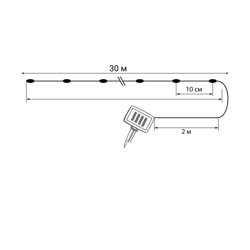 USL-S-128-PT30000 WARMWHITE DEW Садовая гирлянда на солнечной батарее Роса. 300 светодиодов. Теплый белый свет. 1xАА Ni-Mh аккумулятор в-к. IP44. TM Uniel