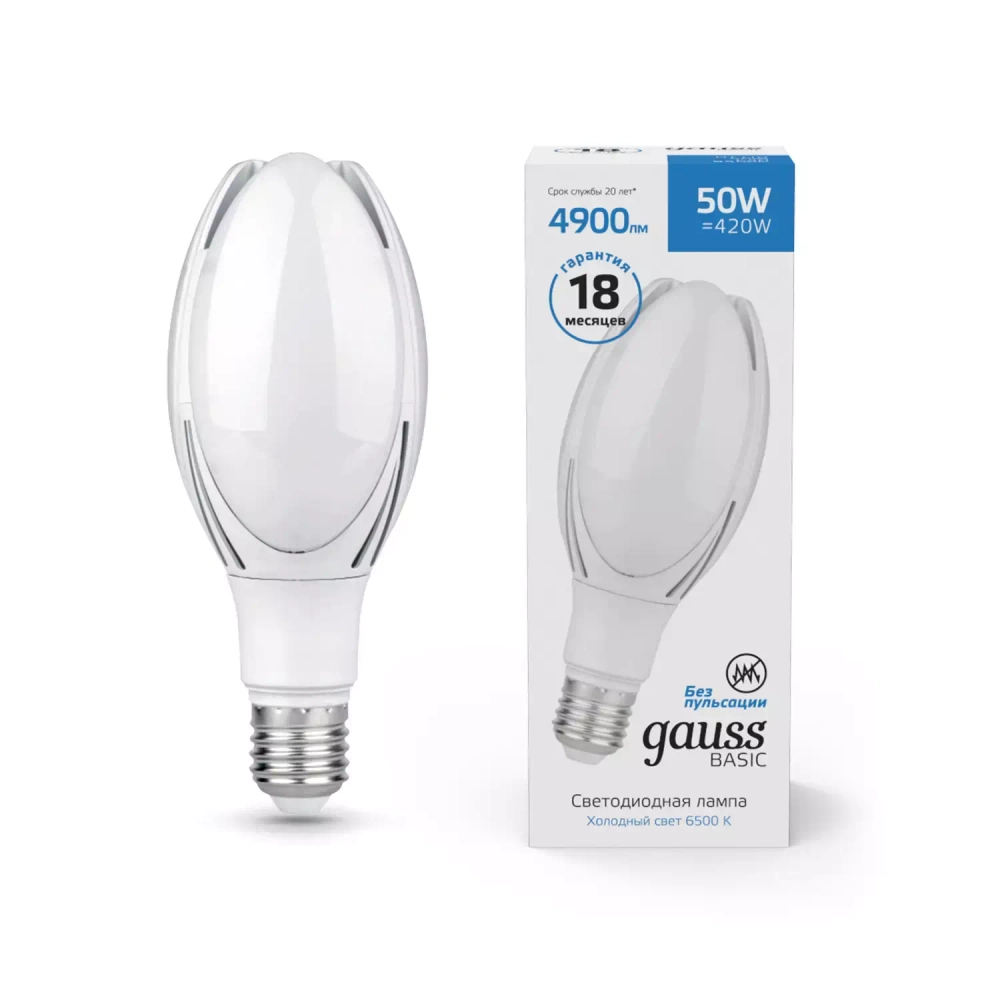 Лампа Gauss LED Basic BT100 50W E40 4900lm 6500K  11834352