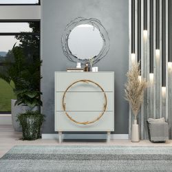 Комод Арт Колор matte Классик Голд с 3 ящиками Серый дым матовый