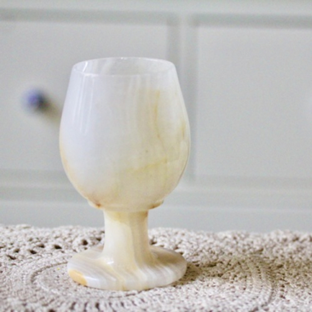 Ваза бокал на ножке Оникс природный, D7 x 12 см