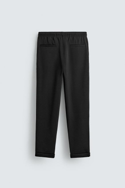 ZARA БРЮКИ-ДЖОГГЕРЫ NON IRON КОМФОРТНОЙ ПОСАДКИ, ЧЕРНЫЙ