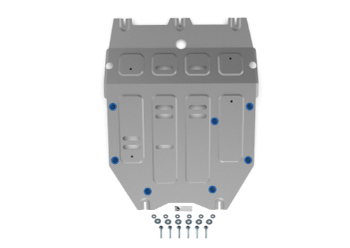 Защита картера Rival для Changan CS55 Plus РКПП FWD 2022-н.в./UNI-S РКПП FWD 2024-н.в., алюминий 3 мм, с крепежом, штампованная, 333.8925.1