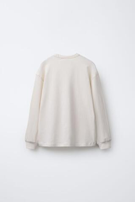 ZARA Х BENSIMON ® ЛОНГСЛИВ С ДЛИННЫМИ РУКАВАМИ, ЖЕЛТОВАТО-БЕЛЫЙ