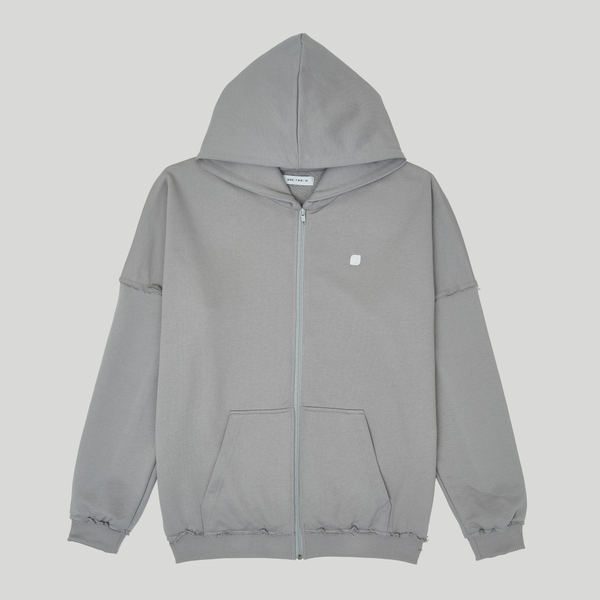 Zip-Up Hoodie Ragged LOGO Ultimate Gray