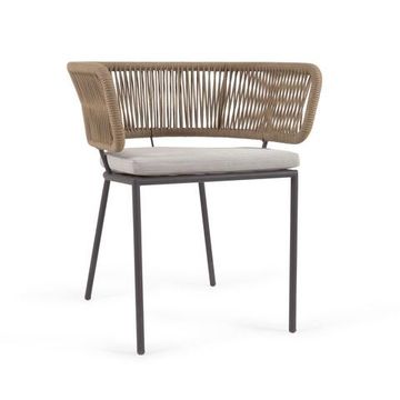 Стул Nadin из бежевого шнура с ножками из оцинкованной стали