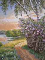 Декоративный гобеленовый чехол для интерьерной подушки Теплый вечер 38*38