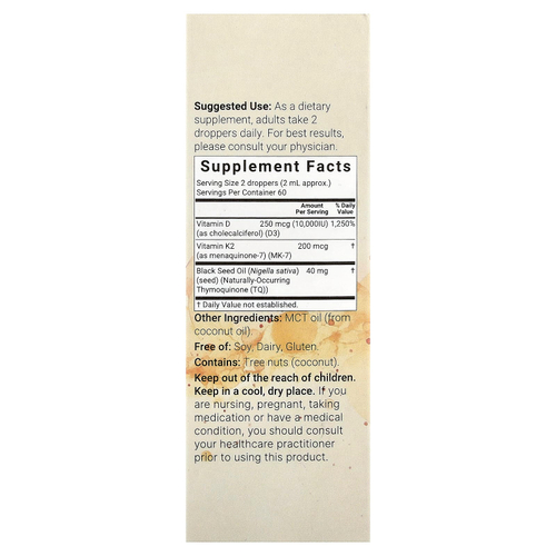 Micro Ingredients, витамины D3 и K2, 2 флакона-пипетки по 60 мл (2 жидк. унции)