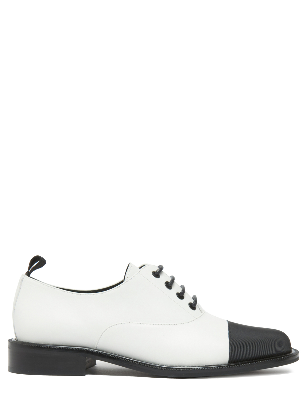 Женские комбинированные туфли бело-черные со шнурками