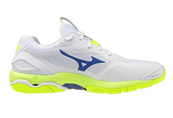 Мужские кроссовки для бадминтона/сквоша Mizuno Wave Stealth 6 - white/light yellow/dazzling blue