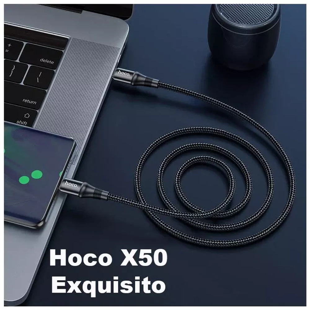 Кабель USB Type-C (m) - USB Type-C (m) Hoco X50 Exquisito - Черный 1 метр