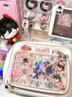 Сумка через плечо с прозрачным окошком розовый бант