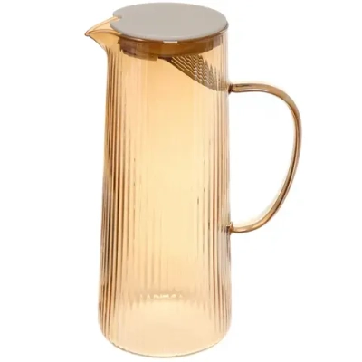 Кувшин стеклянный 1200мл «Орфей» с пластиковой крышкой и ситом, золотой