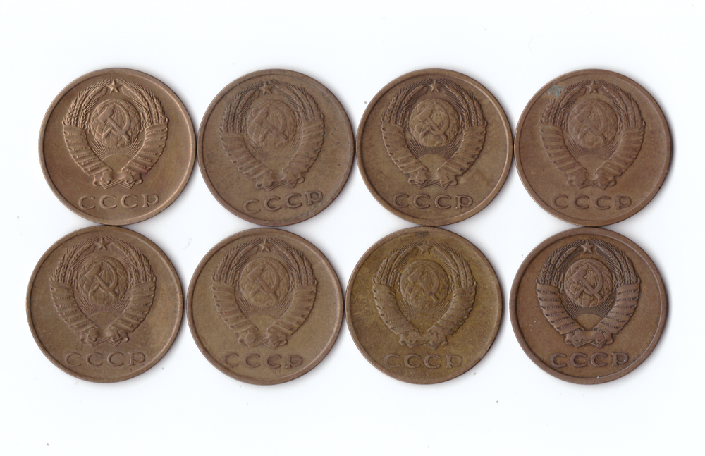 Набор монет (8шт) 3 копейки 1961,69-74,78гг. XF