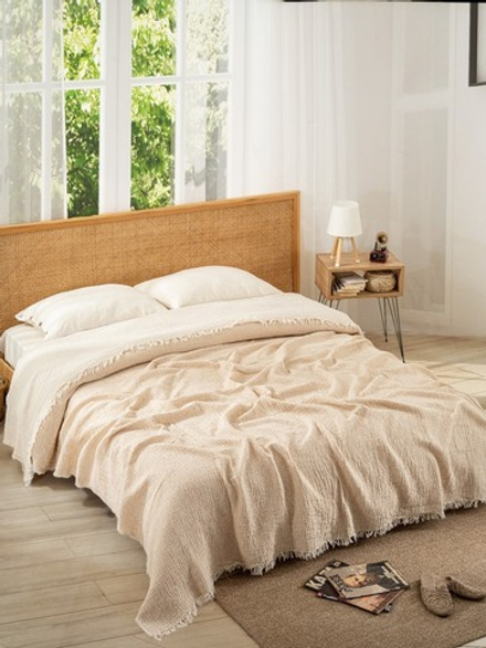 Плед муслин Pique бежевый 220*240 см