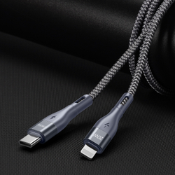 Кабель в тканевой оплетке длина 200см (2м) с разъемом Type C на Lightning с быстрой зарядкой PD 20W от Duzzona, серия A1 Cable