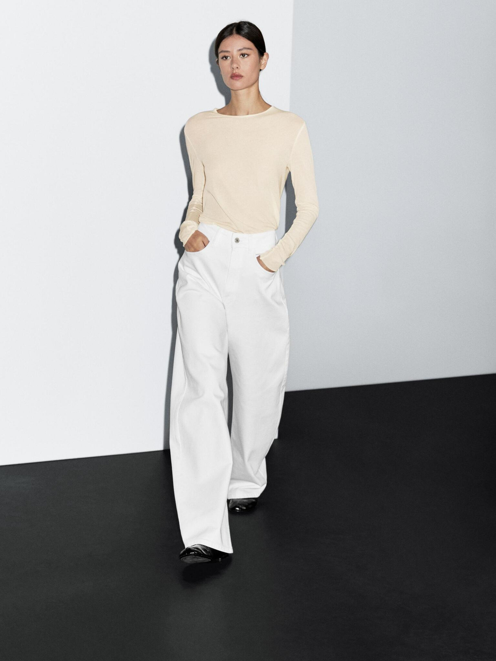 Massimo Dutti Легкая футболка с длинным рукавом, желтый