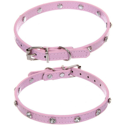 Ошейник для собак и кошек со стразами «На стиле», цвет пудровый, 1см, размер S, 28*30см (лейбл)