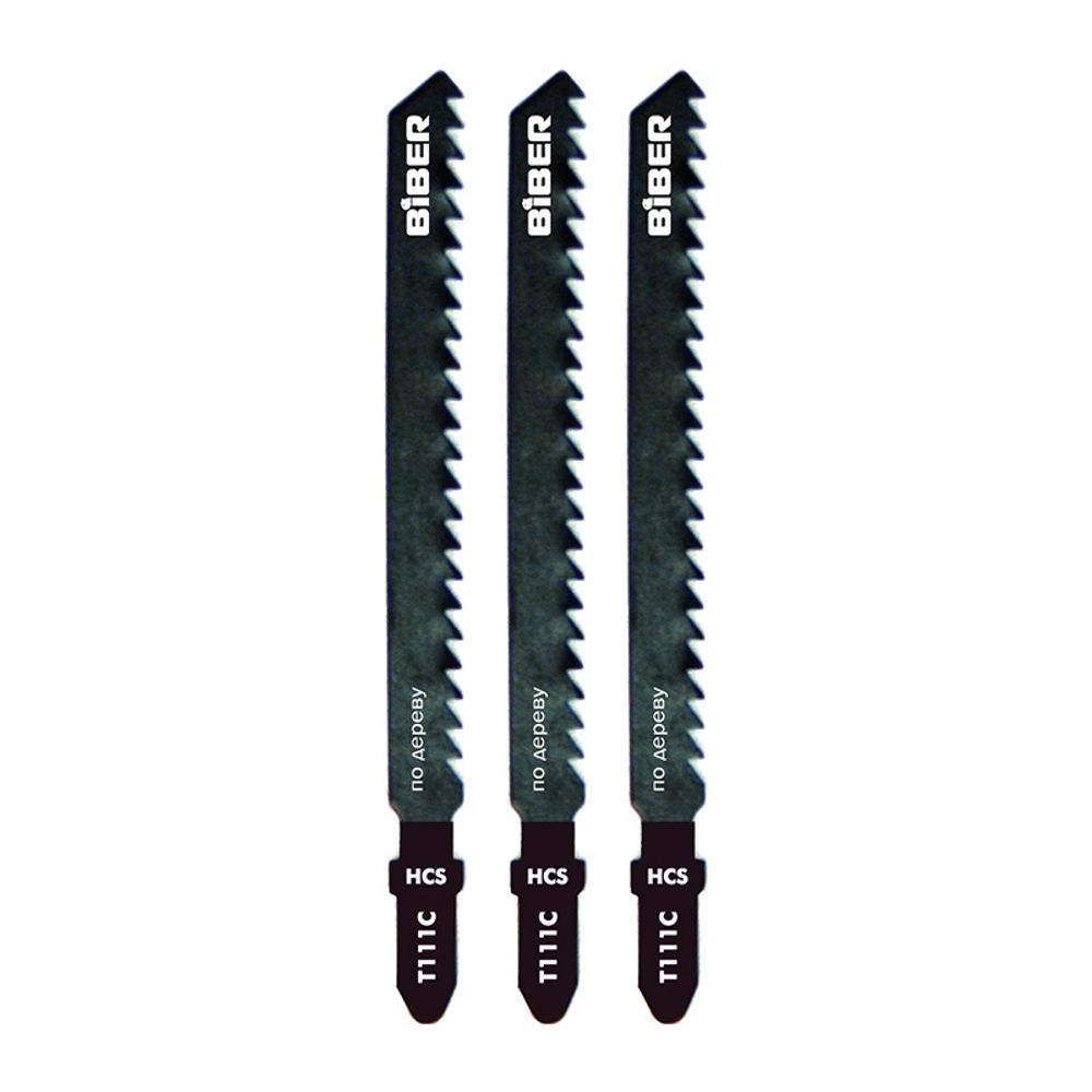 БИБЕР 85276 Полотна для эл. лобзика, д/дерев., 74/3мм, t111c, быстр.рез, 3 шт