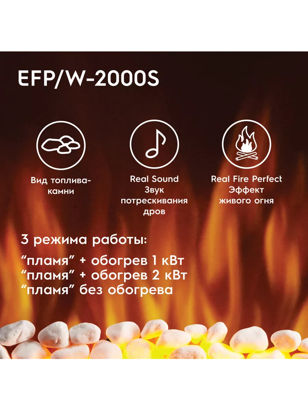 Электрокамин Electrolux EFP/W-2000S Silver