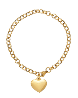 Браслет цепь, сердце золото