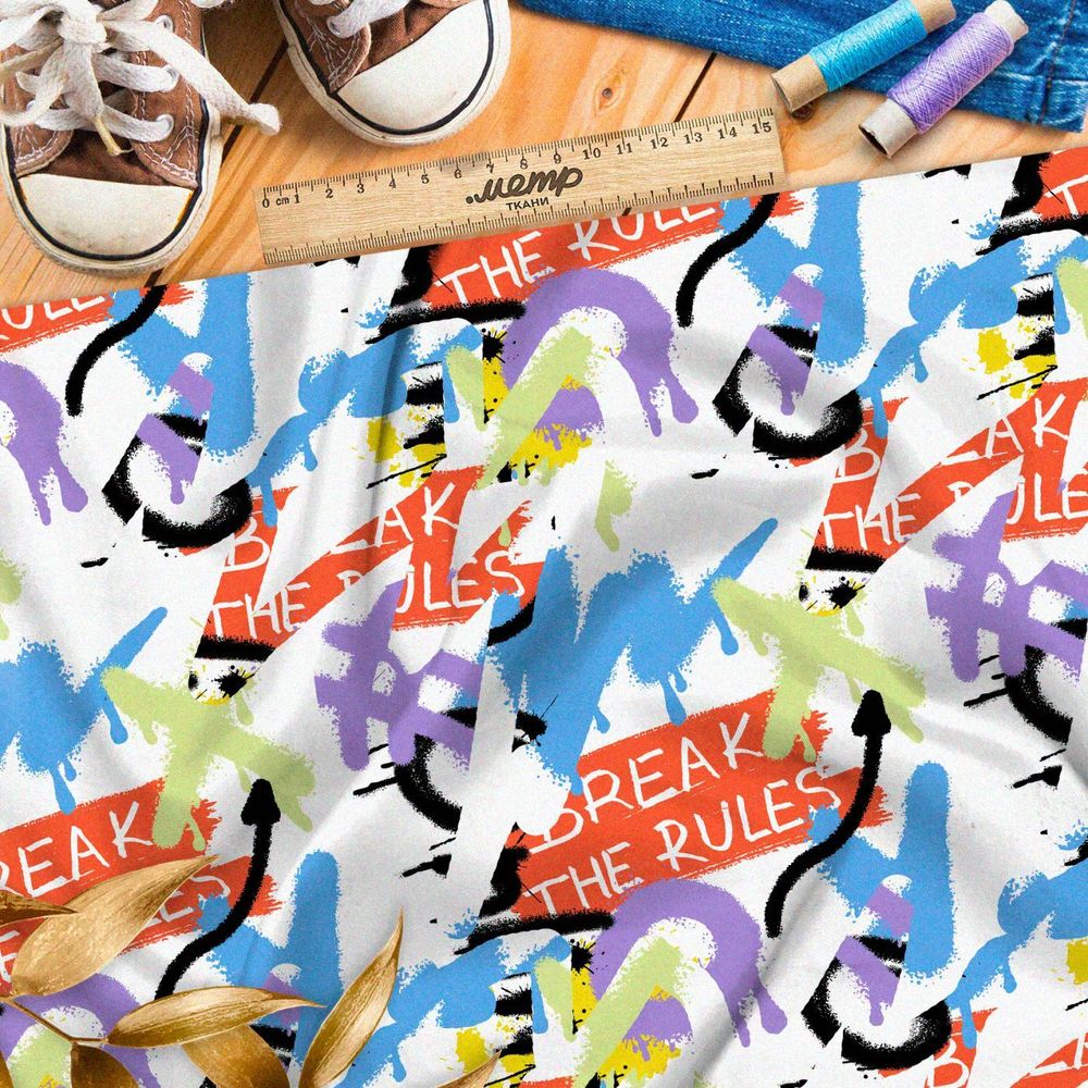 Ткань премиум флис цветные граффити