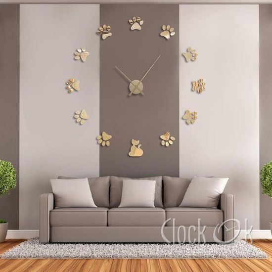 Настенные 3D часы Кошачьи лапки