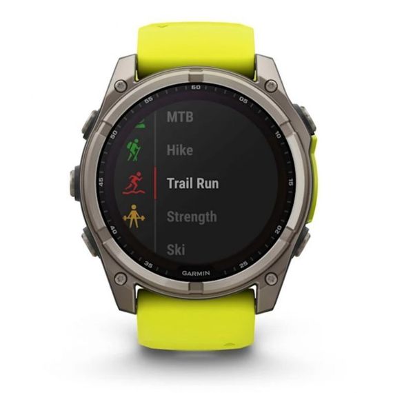 Garmin Fenix 8 51 мм Solar Titanium – жёлто-серый ремешок, сапфировое стекло