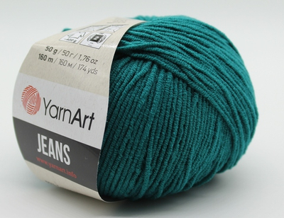 Пряжа "Jeans" 63 Павлиновый зелёный