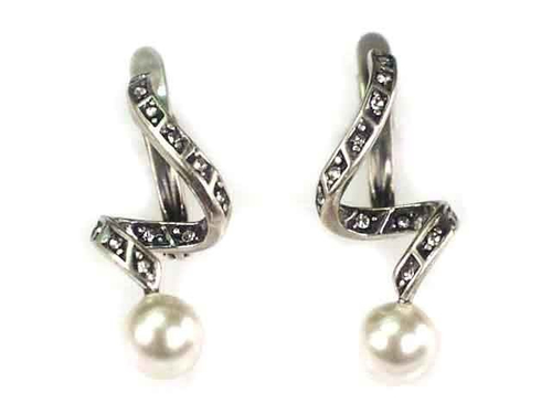 "Локон" серьги в серебряном покрытии из коллекции "Жемчужная" от Jenavi  с английским замком
