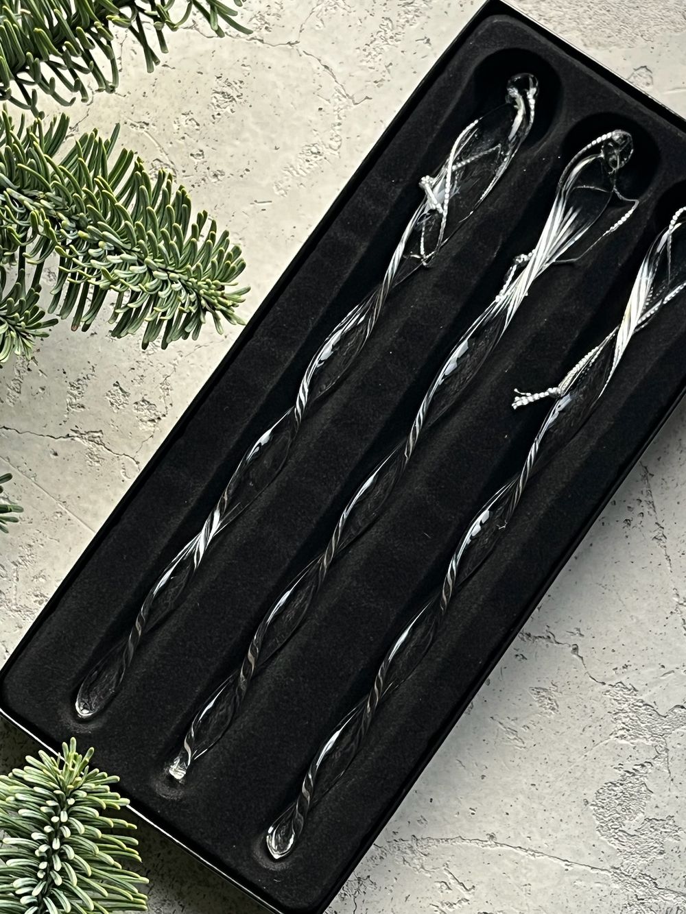 Новогодняя игрушка Сосулька стекло 1 шт