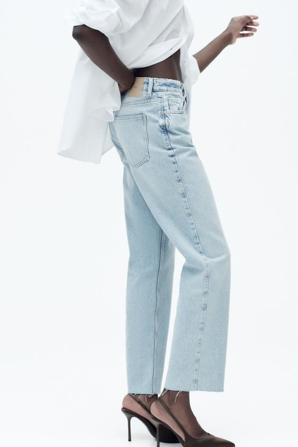 ZARA ДЖИНСЫ Z1975 STRAIGHT LEG HIGH WAIST, ГОЛУБОЙ