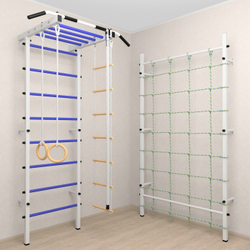 Шведская стенка Sv Pro рукоход 856 (Турник Pro рукоход/Канат/Kольца/Лестница/Канатный лаз/Сетка)