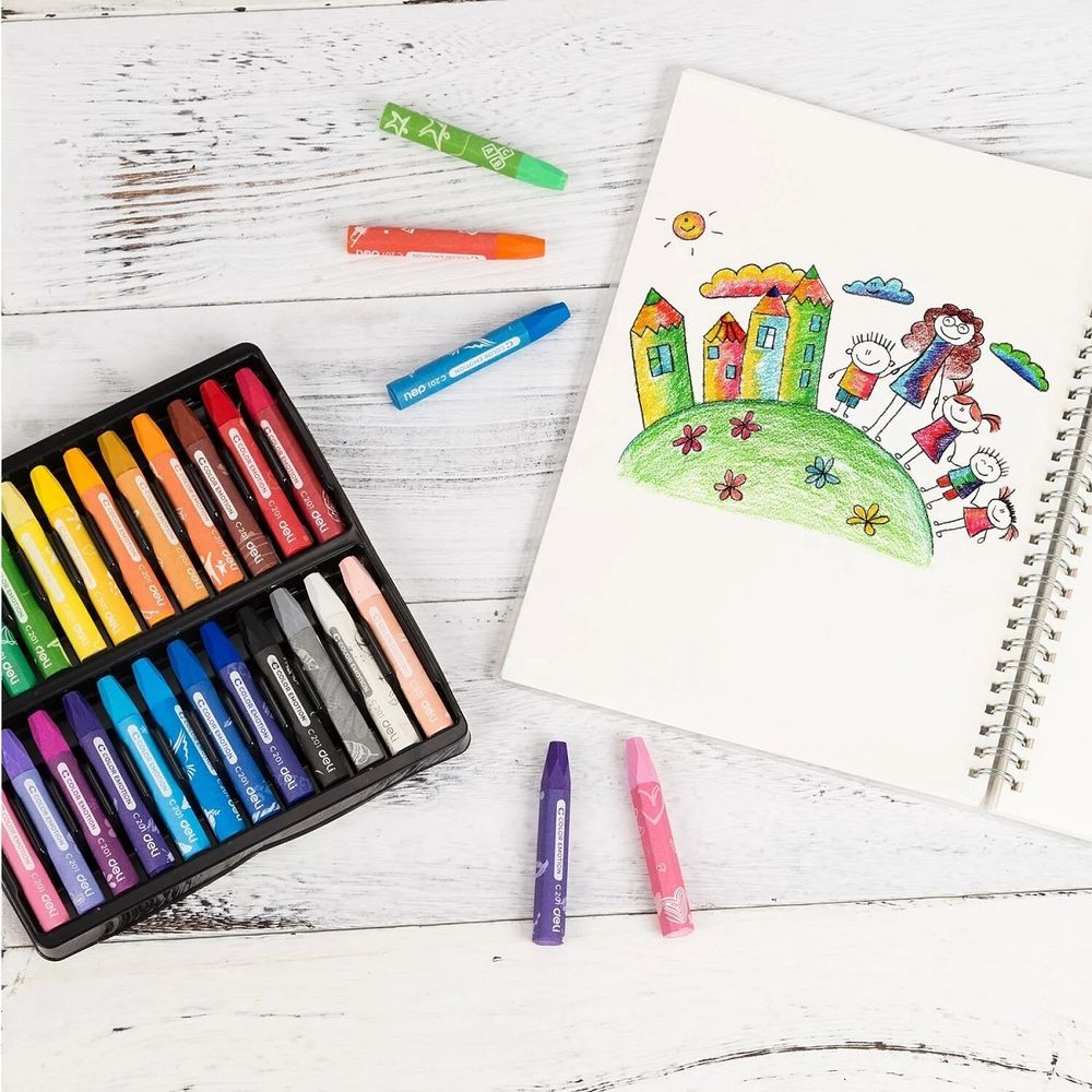 Пастель масляная Deli Color Emotion 24 цв., шестигранные