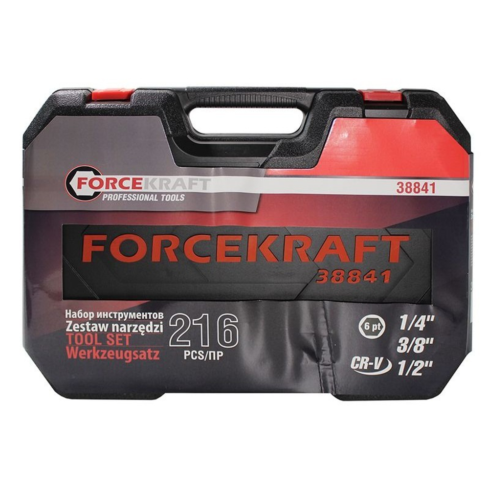 Набор инструментов 216пр. 1/4", 3/8", 1/2" (6гр.) FORCEKRAFT 38841