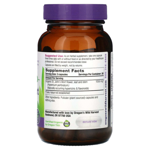 Oregon's Wild Harvest, Зверобой, 90 растительных капсул без ГМО