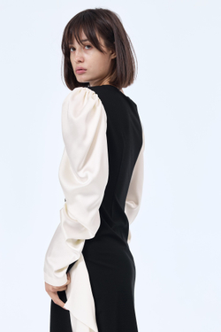 Платье комбинированное черно-белое